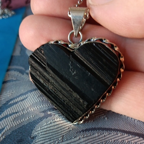 Wicked Obscura Jewelry - Elegant Black Tourmaline Heart Pendant Necklace